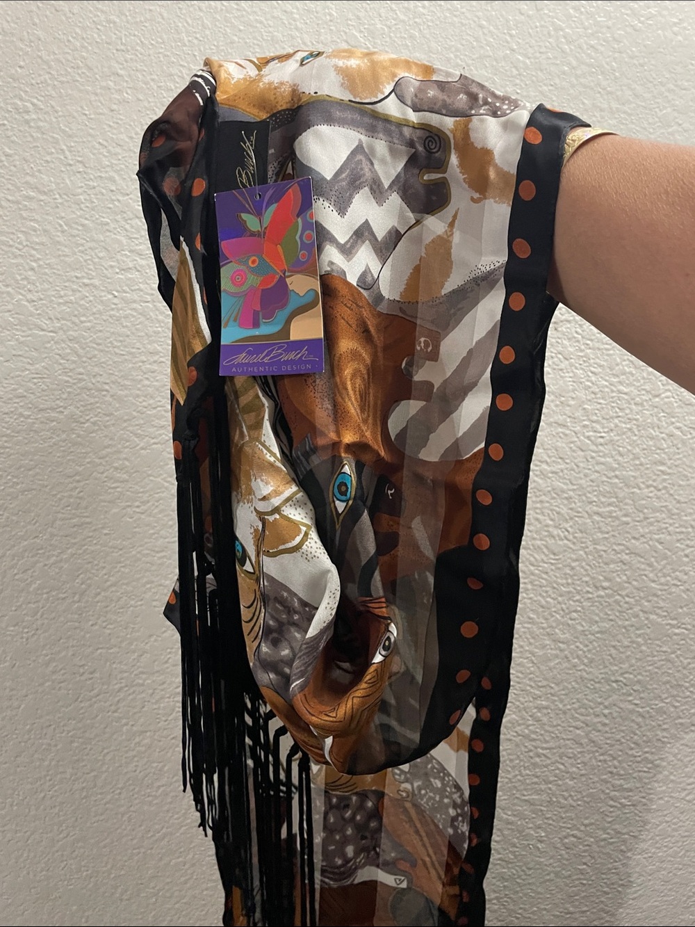 100% Silk Scarf NWT 2015 Laurel Burch